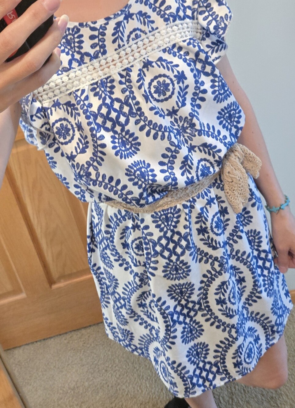 Vivid Eden L Summer Womens Round Neck Cap Sleeve Dress Lace Patchwork A Line - Picture 4 of 15